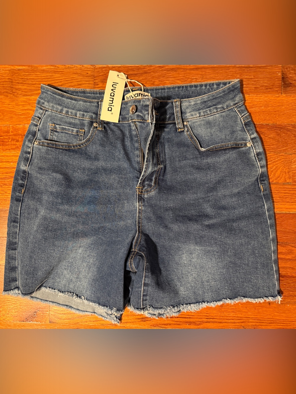 Luvamia Dark Blue Denim Cutoff Shorts